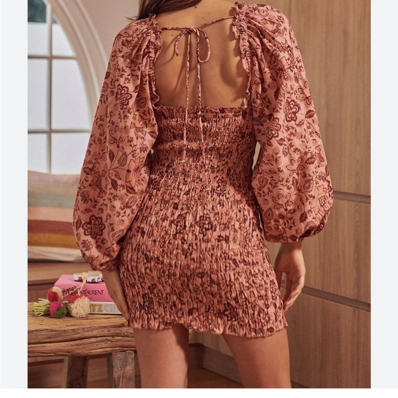 NWOT FREE PEOPLE Smock It To Me Mini Dress Ruffle Floral Printed Smocked Bodycon - Picture 14 of 14